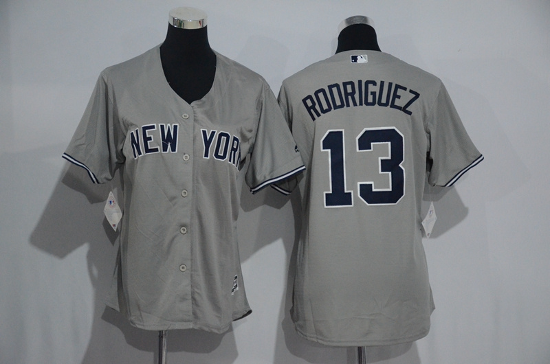 Womens 2017 MLB New York Yankees #13 Rodriguez Grey Jerseys->->Women Jersey